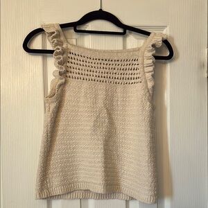 Cream Ruffle Knit Top